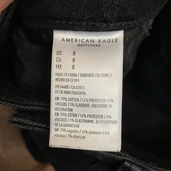 American Eagle AE High Rise Mom Jean Shorts Womens 8 Black Distressed Stretch - Picture 4 of 7